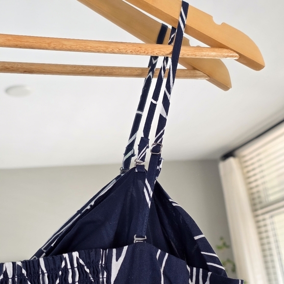 Banana Republic Factory Tie-Front Preppy Navy Midi Dress, Size Small - Picture 7 of 11